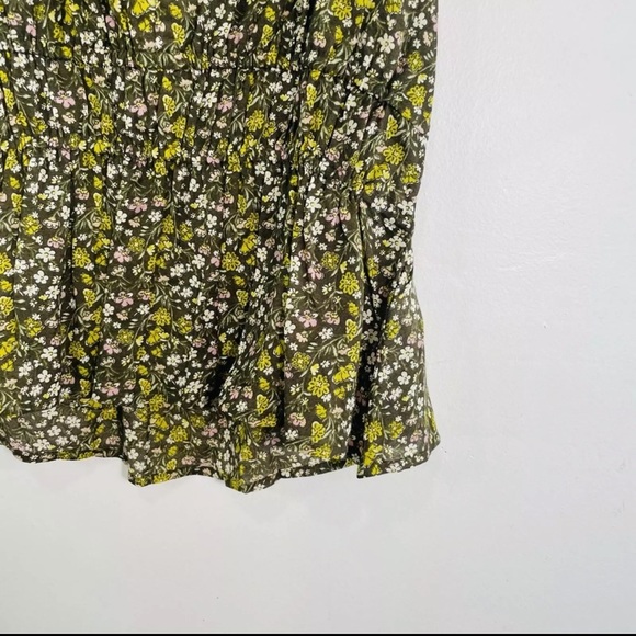 J. Crew V-neck Cotton Voile Top Green Floral Stripe Sleeveless Peplum Small - Picture 8 of 8